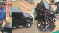 "See talent": Nigerian man from Imo state constructs small G-Wagon that uses battery to function