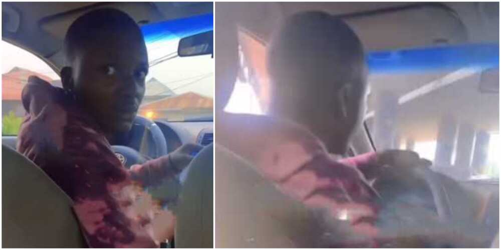 Nigerians react to video of young man verbally fighting his mum for sitting at the back while he drives her