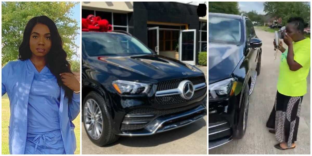 Reactions as Nigerian lady surprises her mum with a 2021 Mercedes GLE and $5k cash gift