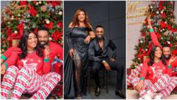 “The family I prayed for”: Peggy Ovire celebrates her 1st Christmas as a married woman with stunning pics