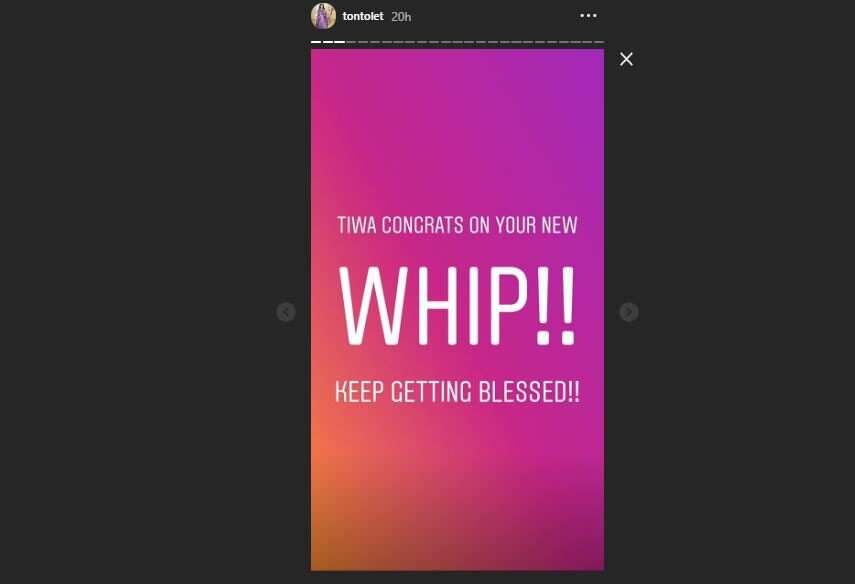 Tonto Dikeh shades female musicians who dissed Tiwa Savage, congratulates singer on new whip