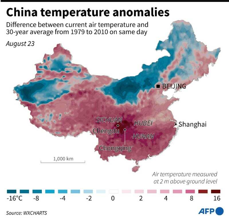 China temperature anomalies