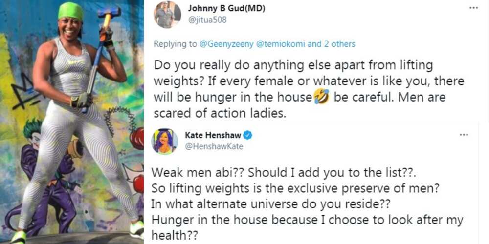 If Every Female Is Like You, There Will Be Hunger: Man Criticises Kate Henshaw for Lifting Weights, She Reacts