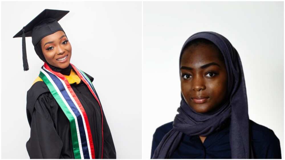 A collage of Fatoumata Sankare in her regular clothes and graduation gown. Photo source: LinkedIn/Fatoumata Sankare