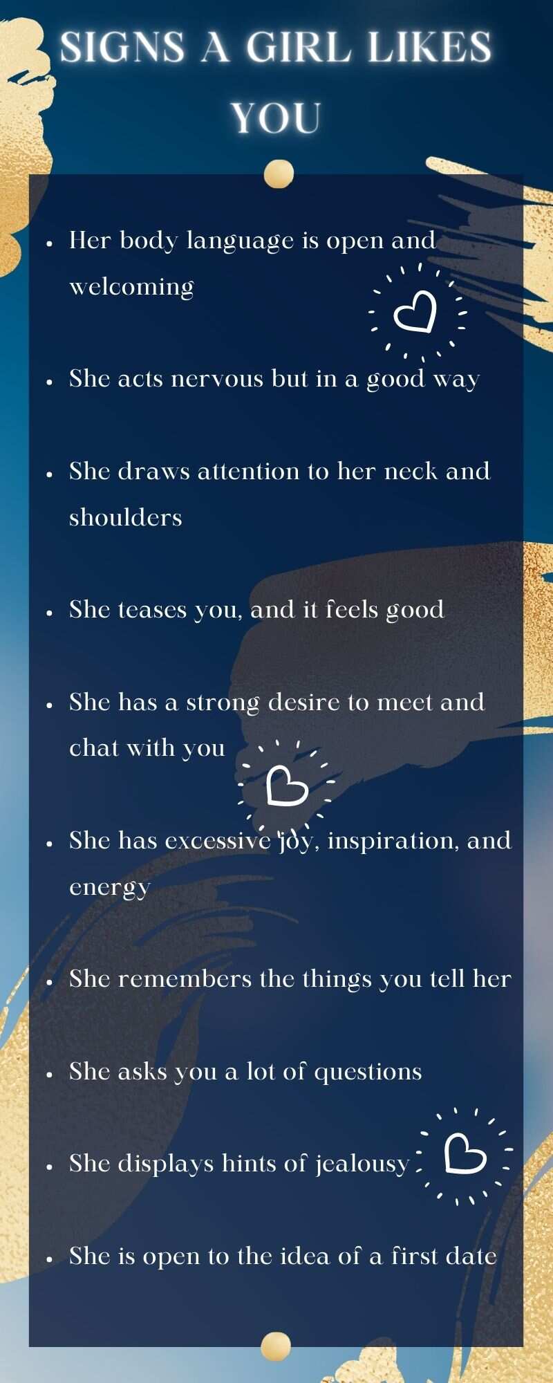 Signs to know if she likes you