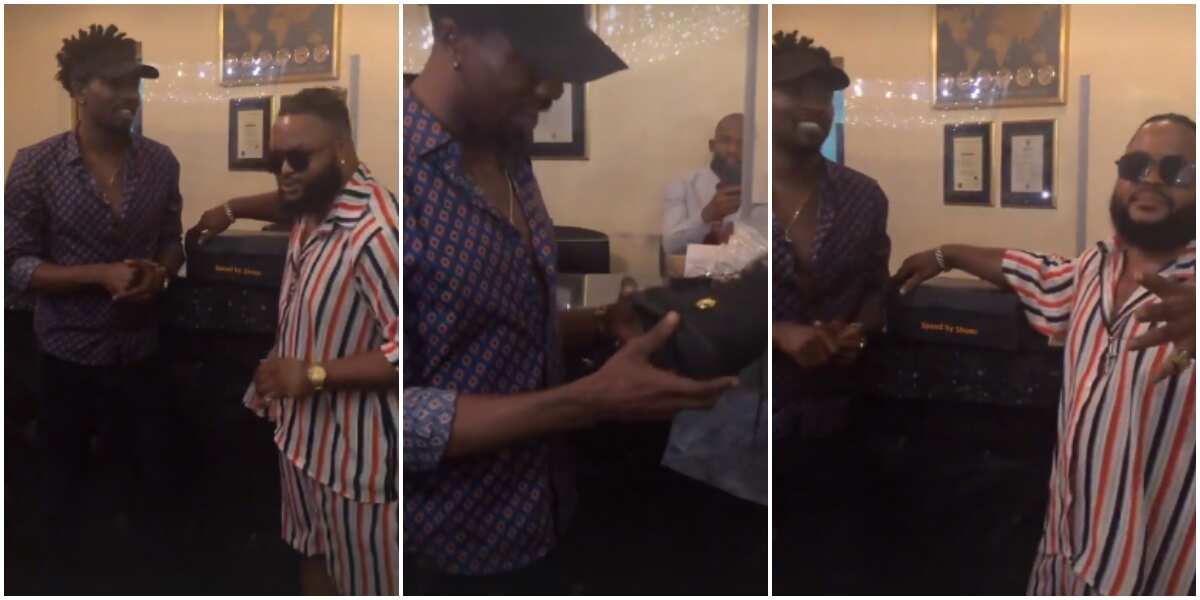 Fans react as Whitemoney gifts Boma designer shoe for winning fashion show while in BBNaija house