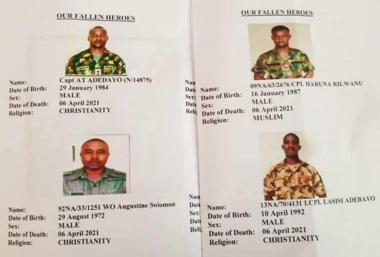 Tears as Army reveals, names, photos of 12 soldiers killed by bandits