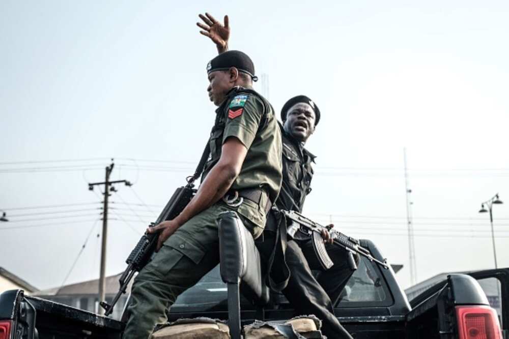 Nigerian policemen in an operation