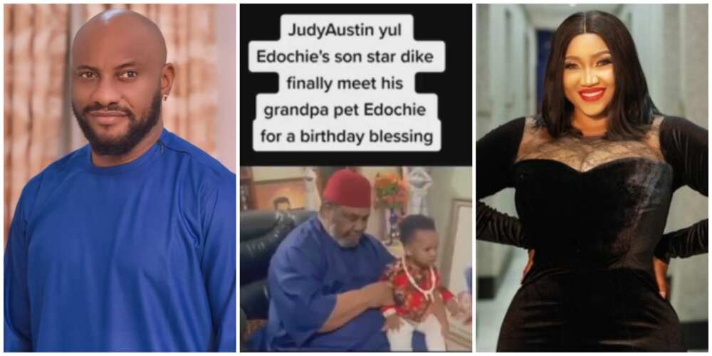 Yul Edochie / Pete Edochie with grandson / Judy Austin Yul Edochie / Pete Edochie with grandson / Judy Austin