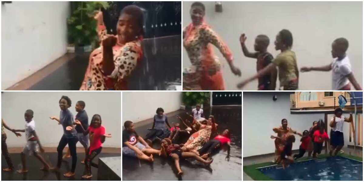 I Am That Aunty Who Breaks Rules: Mercy Johnson Plays With Her Kids, Nieces  in the Rain in Fun Video - Legit.ng