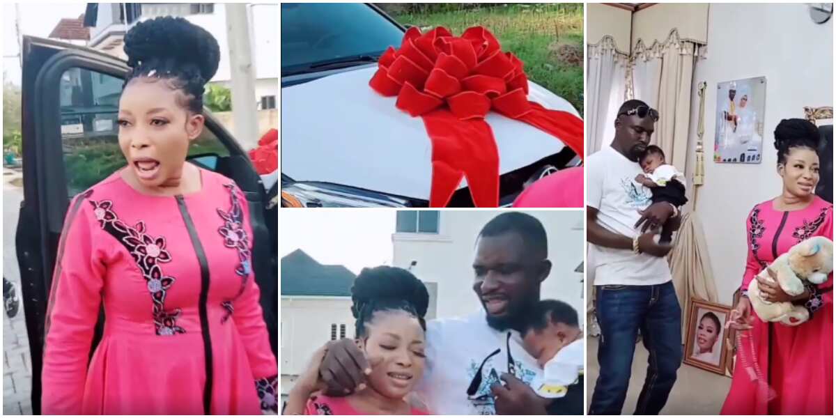 Actress Lizzy Anjorin rendered speechless as hubby surprises her with a car on 1st wedding anniversary