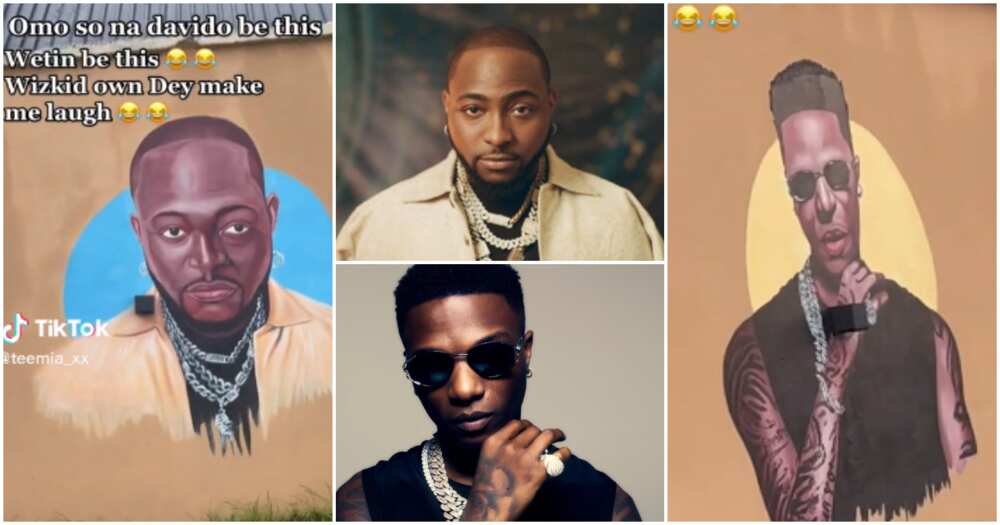 Funny painting of Davido, Wizkid and Burna Boy.