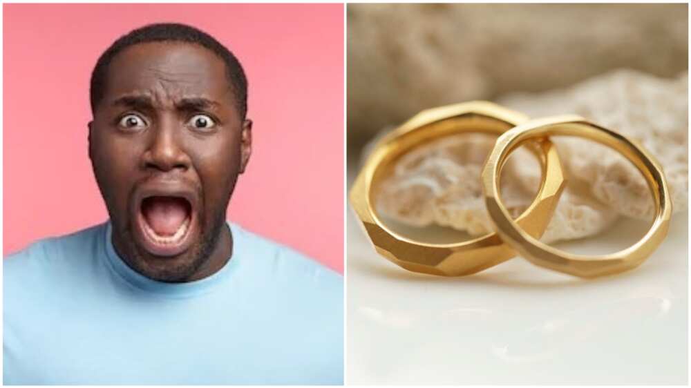 An illustrative collage of a man and wedding rings.
Photo source: Shutterstock