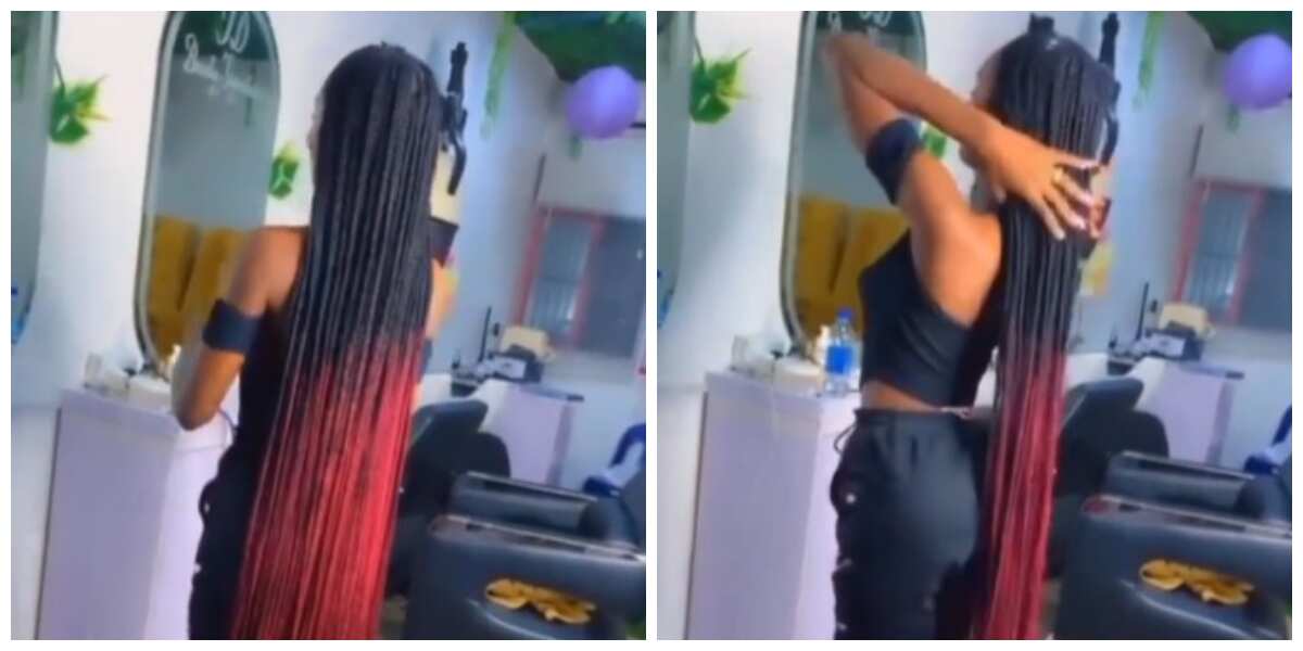 Check out video of lady slaying extra long braided hairstyle in trending video