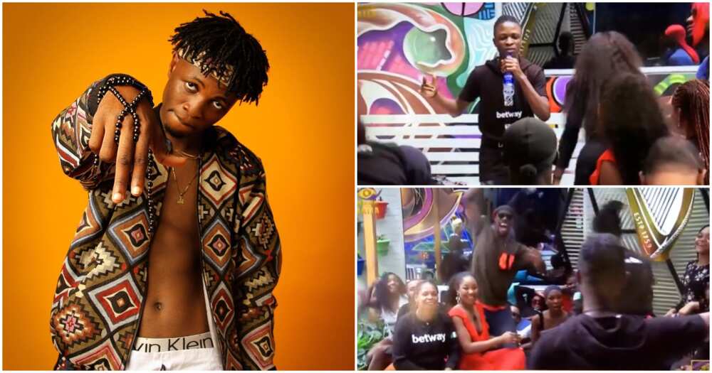 BBNaija: Laycon goes gaga with other housemates as Big Brother plays his song, watch him perform