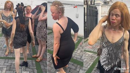 "Shey eye dey pain me?" Albino members of bridal train catwalk in funny video, people react