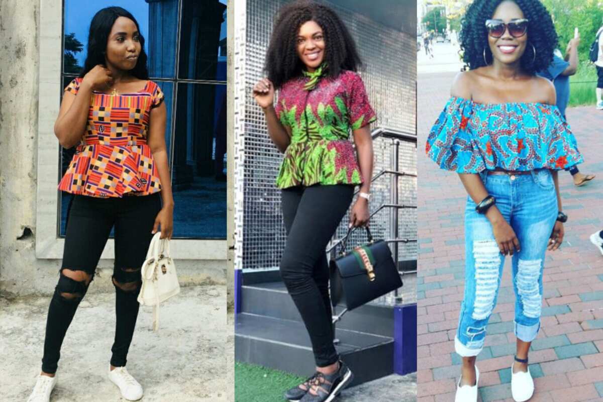 Ankara tops sale and sneakers