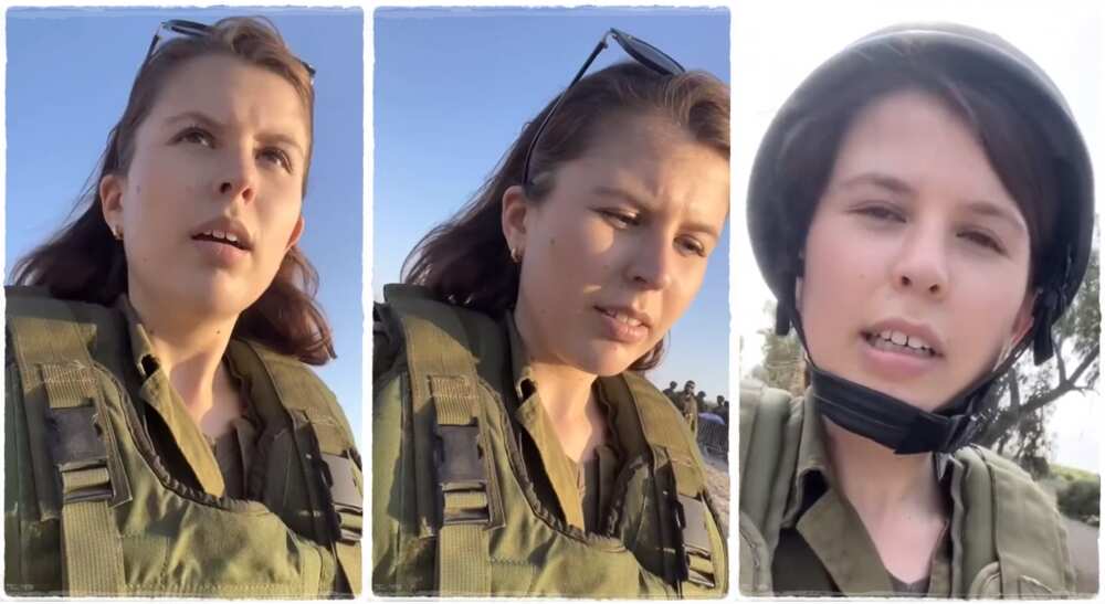 Photos of a female soldier who fights for the State of Israel.