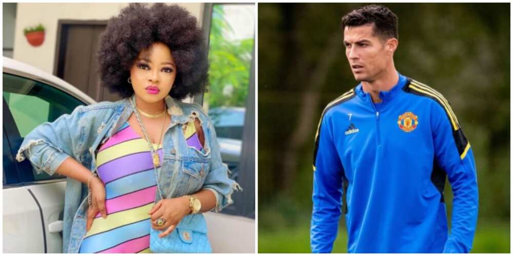 Photos of actress Funmi Awelewa and football star Cristiano Ronaldo.