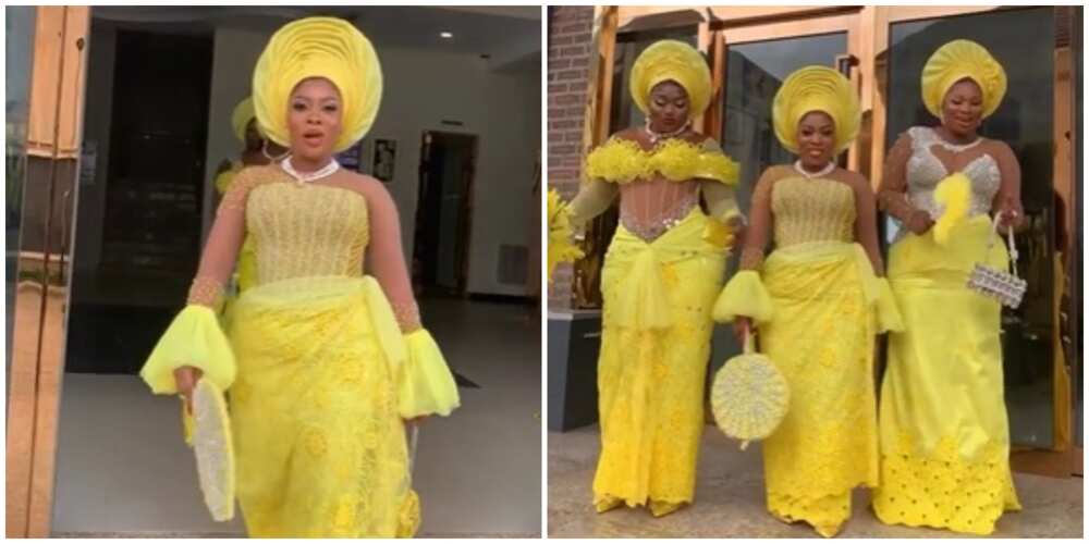 Yellow Asoebi Lace Fashion Designs 2024