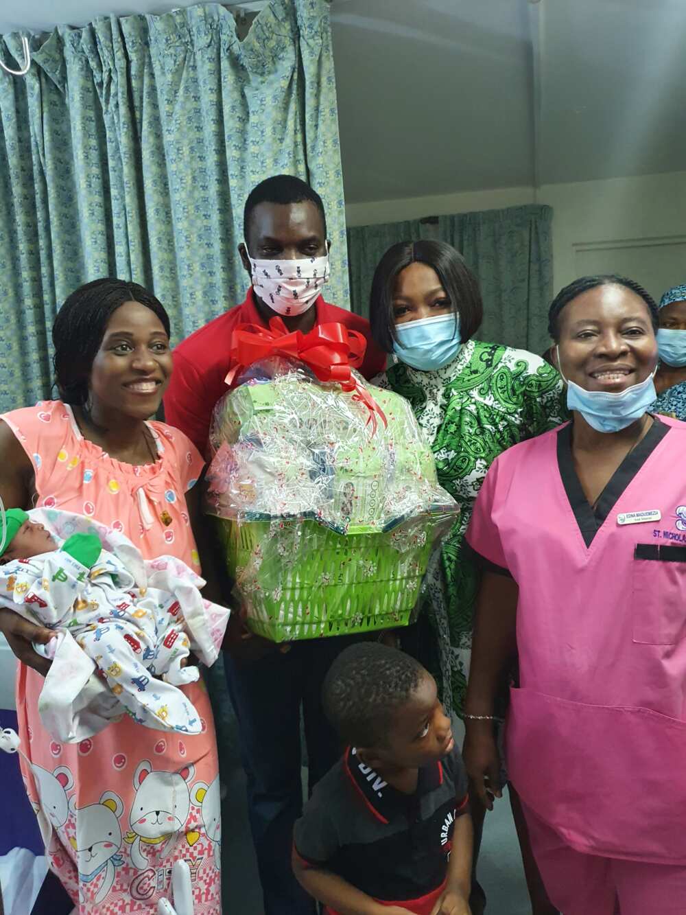 Actress Funke Akindele-Bello visits the first baby of the year