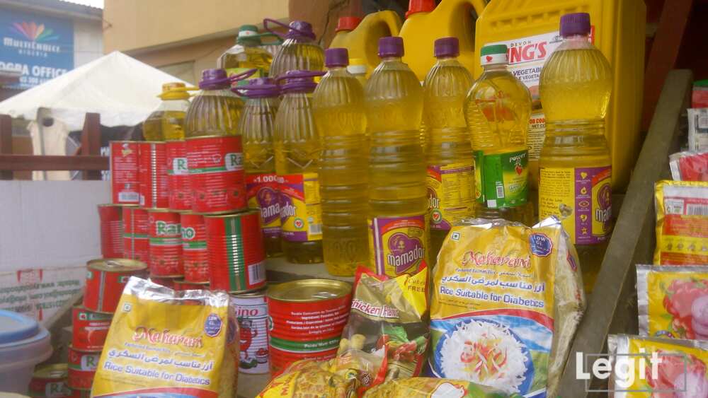 Traders who sell food condiments, maggi, groundnut-oil, spaghetti and semolina decry increment in the cost price of the goods. Photo credit: Esther Odili