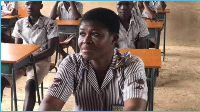 2023 BECE: Mother of 5 children writes exams, wears uniform and sits in class