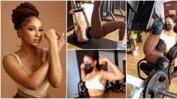 "See person mama o": Rare video of Adesua Etomi at the gym stuns many, she shows off her abs & more