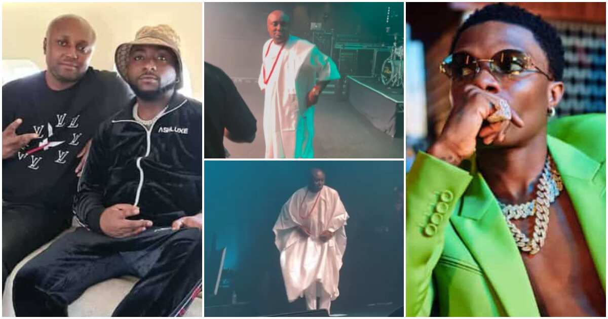 Video: Watch as Isreal DMW vibes to Wizkid's song on stage at Davido's London show, fans react to his outfit