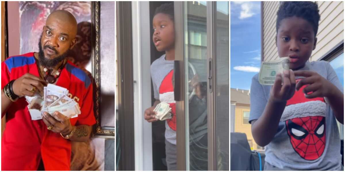 Watch moment Chidi Mokeme's son queried actor for giving him fake money, video sparks reactions