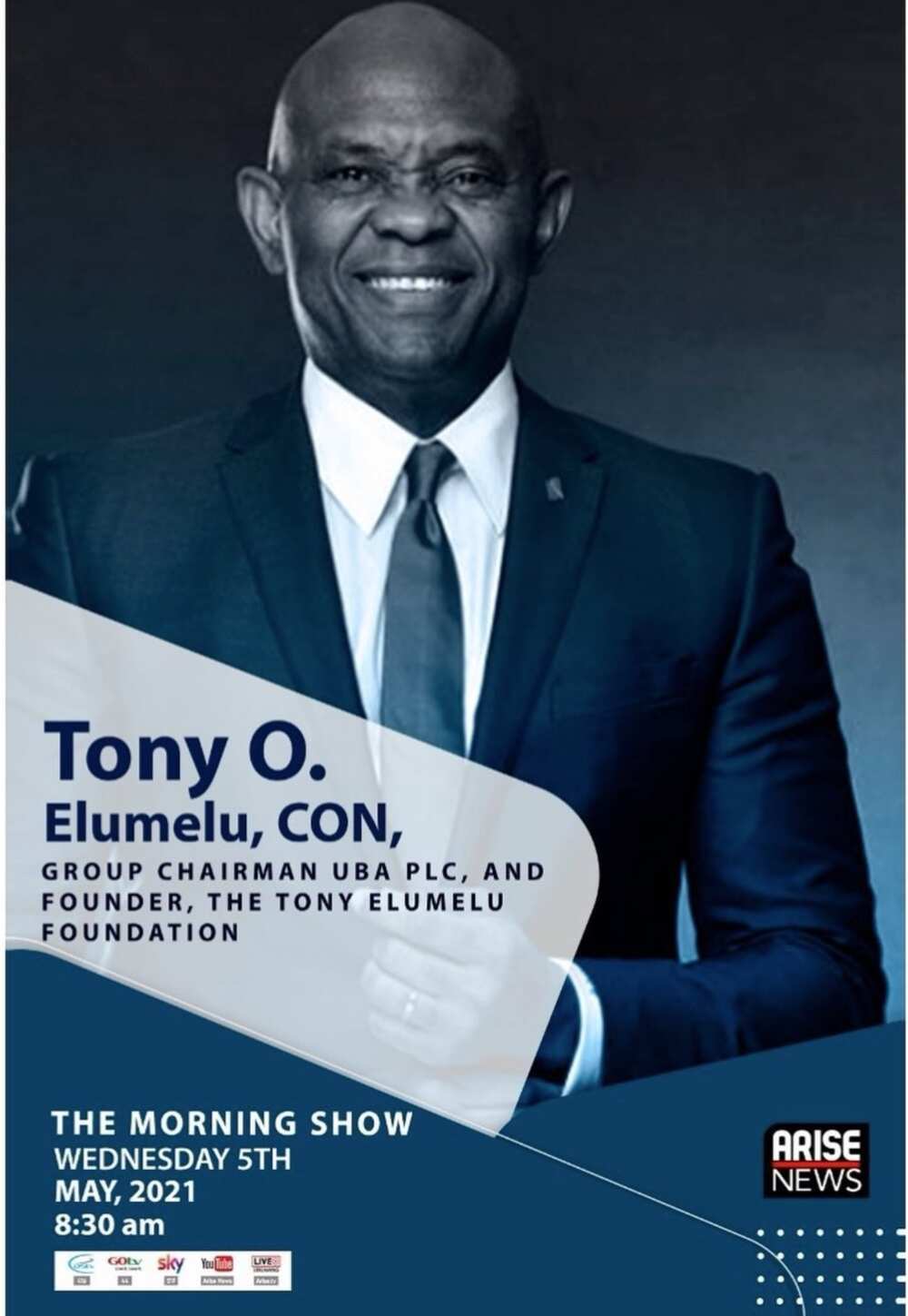 ARISE News to Interview Tony Elumelu, to Speak on Politics, Economy, African Development, Entrepreneurship