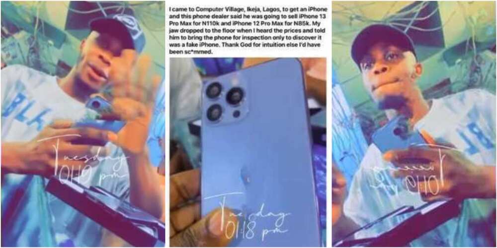 Reactions as young Nigerian man narrowly escapes being sold a fake iPhone13 for N110k at computer village