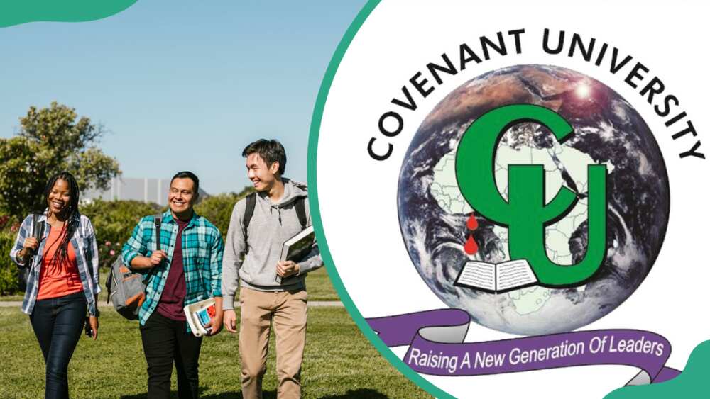 The Covenant University logo and students
