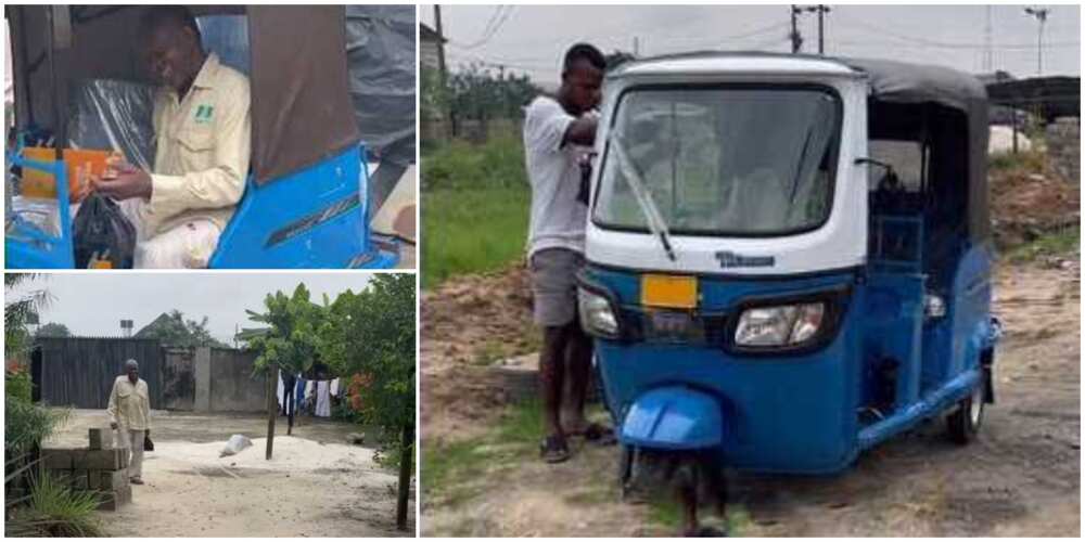 Sweet moment kind man shows up at old Nigerian man's house and gifts him new Keke