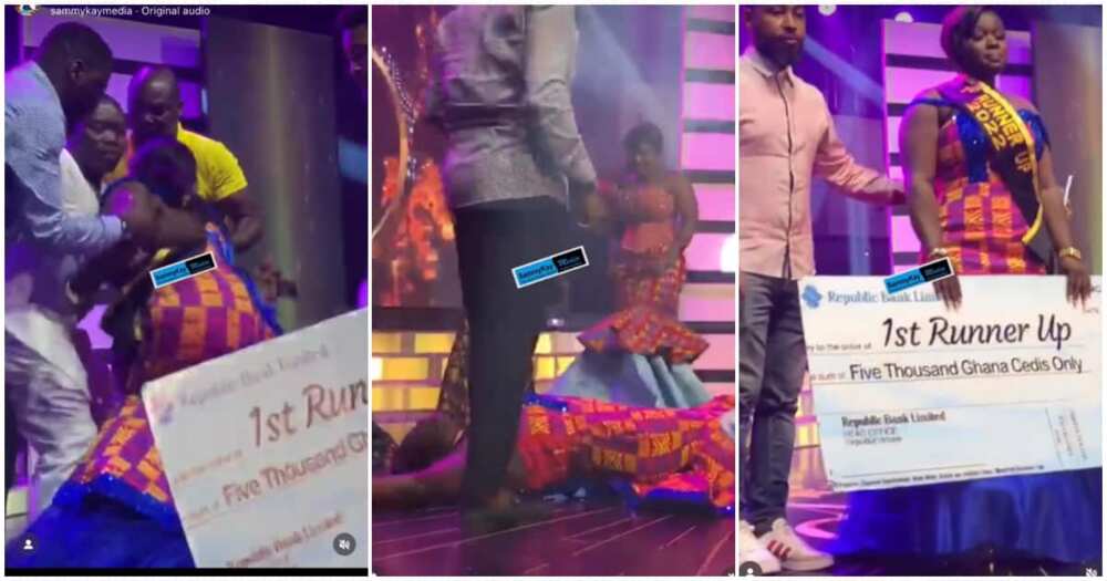 First Runner-Up Of Akua GMB's Miss Golden Stool Collapses On Stage After Winner Was Announced; Audience Fumes