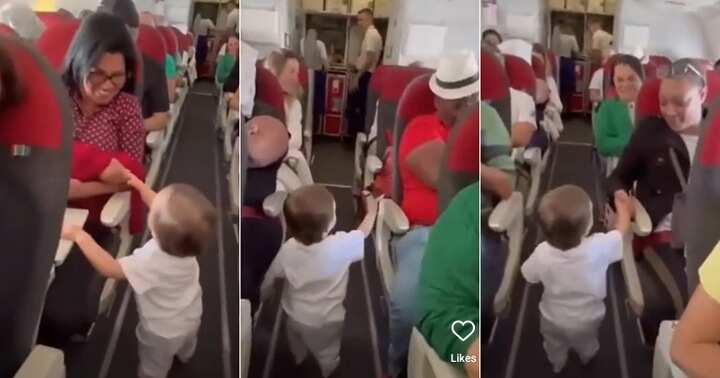 Watch video as respectful little boy greets passengers in an aeroplane