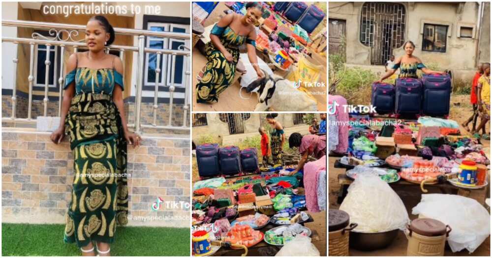Bride price items, paid in full, lady flaunts bride price