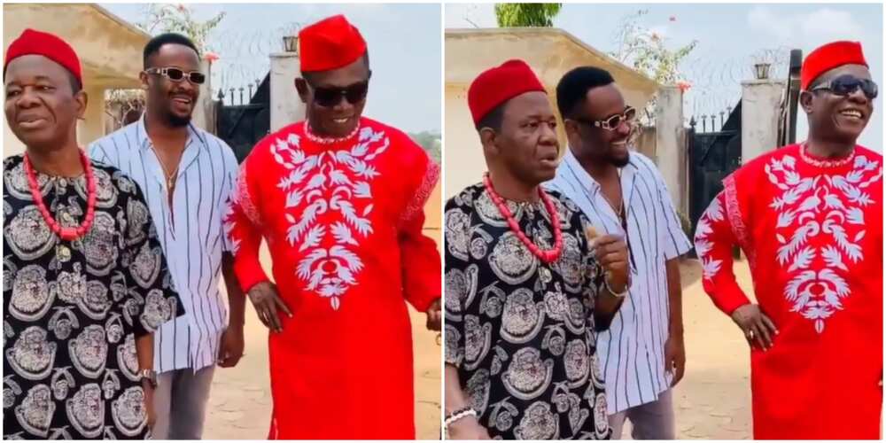 Nollywood veterans Nkem Owoh and Chiwetalu Agu reconnect on movie set, Zubby Michael spotted