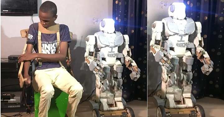 Nigerian boy, robot