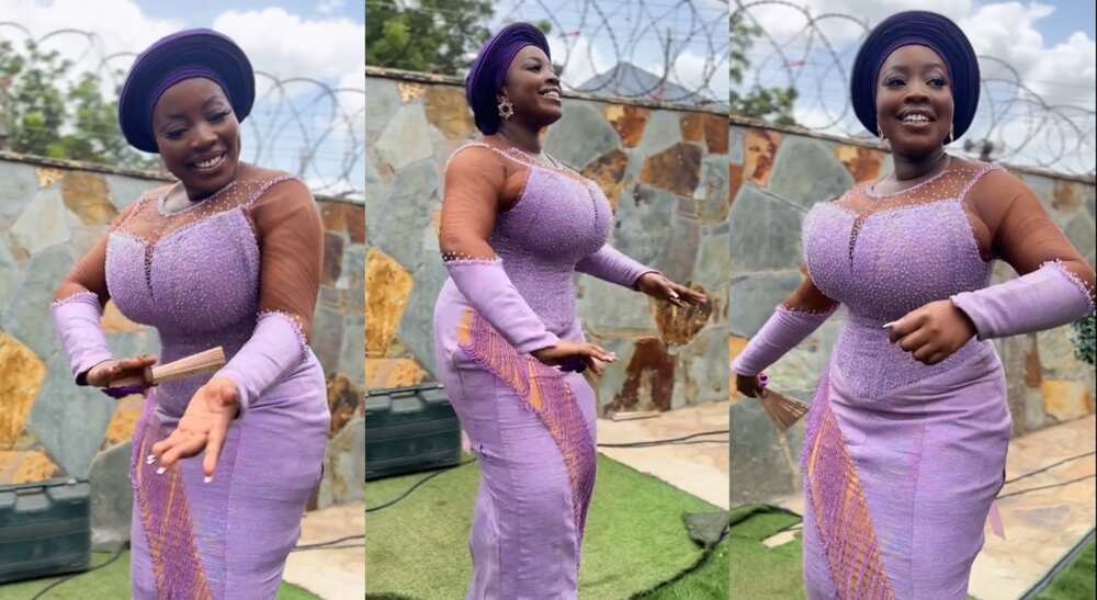 Photos of a lady posing for a dance during a wedding.