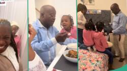 Nigerian lady makes dad happy with UK trip, man spends good time abroad, sees his granddaughters