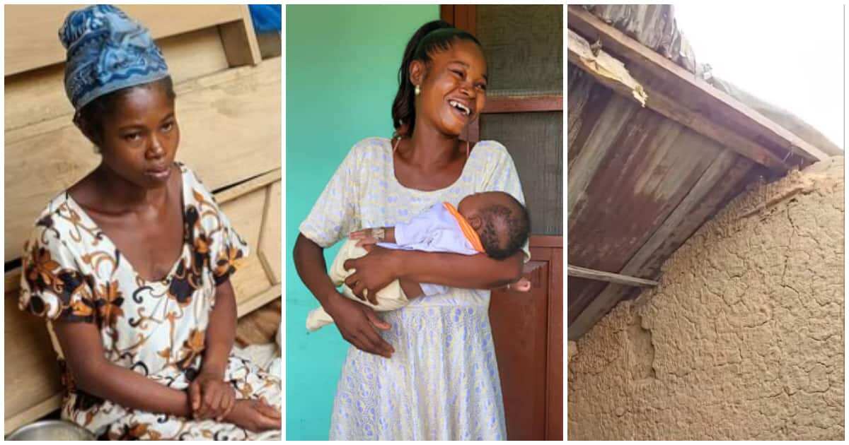 Joy as single mom living with 3-weeks-old baby in leaking mud house moved to rented house, gets land and money