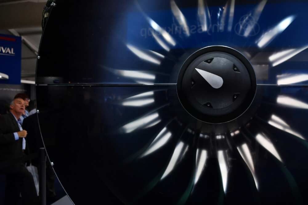 A visitor looks at a Pratt & Whitney engine during the Farnborough Airshow, in Britain in July 2018 A visitor looks at a Pratt & Whitney engine during the Farnborough Airshow, in Britain in July 2018