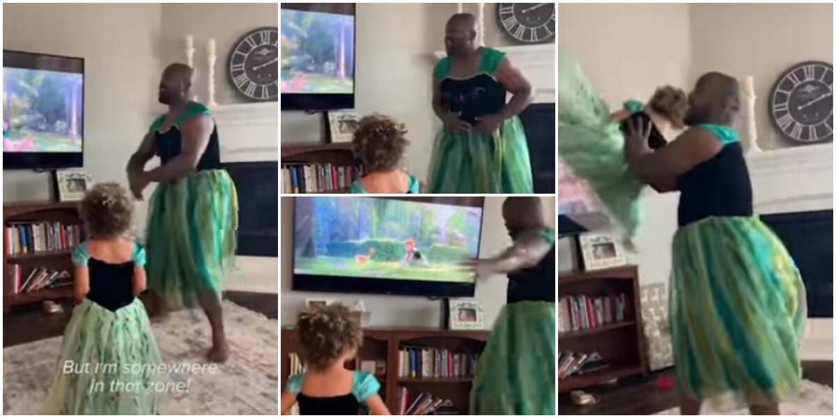 Dad dresses up as princess with his daughter as they perform popular cartoon song together in cute video