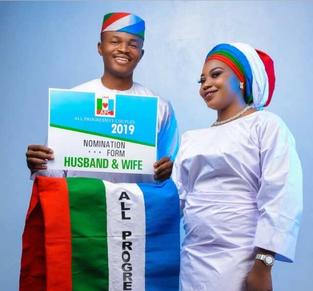 Beautiful APC themed pre-wedding photos of cute Nigerian couple