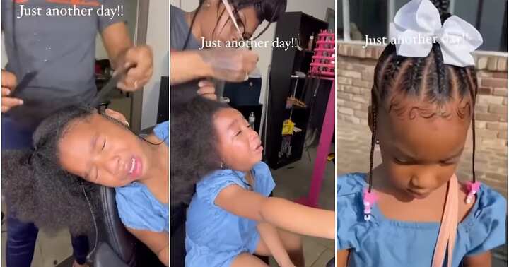 Little girl shows off fine hair