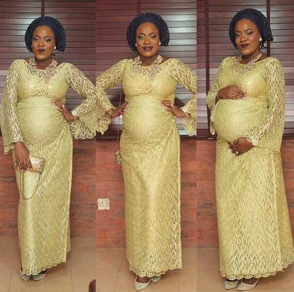 Aso Ebi lace styles for pregnant ladies