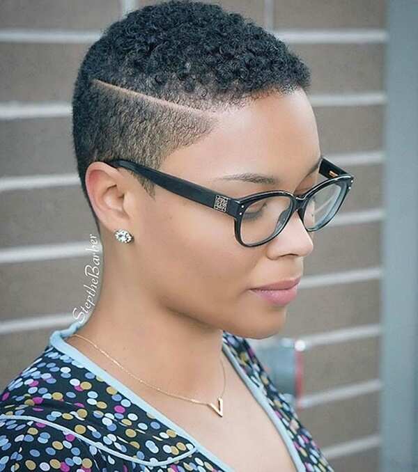 Short hair with a shaved line