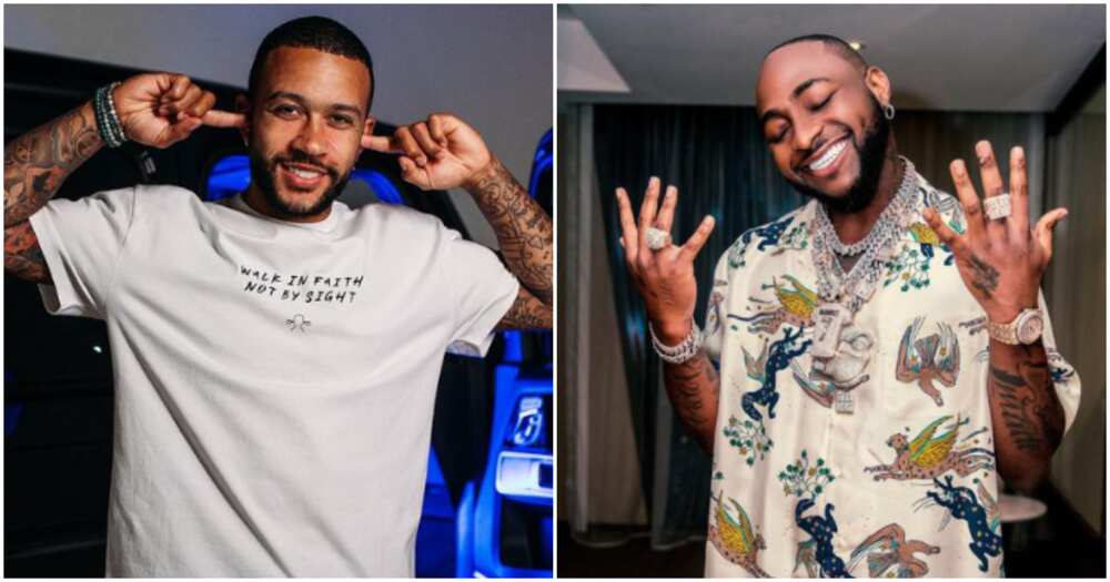 Barcelona star Memphis Depay and Davido