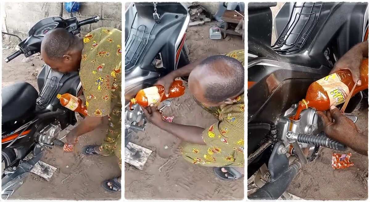 Video: See the moment a man poured palm oil into the engine of his motorcycle